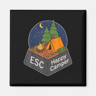 Funny happy camper camping hiking outdoors escape magnet