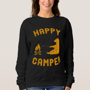 Funny Happy Camper With Bear And Bonfire Sweatshirt