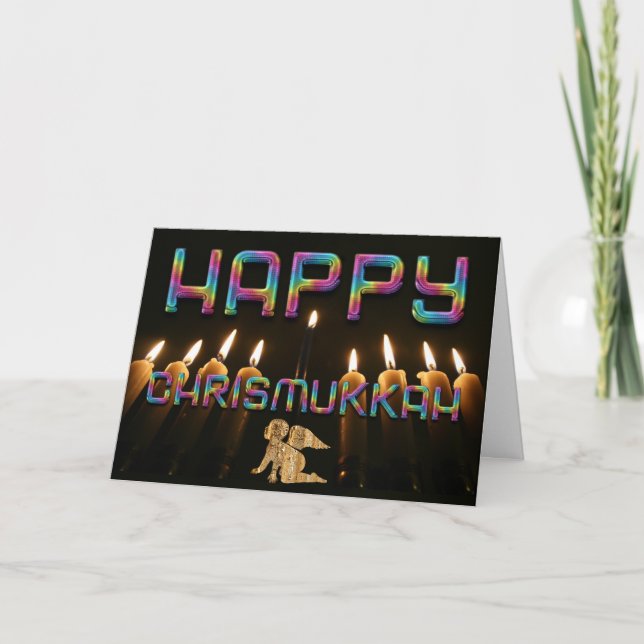 Funny Happy ChrisMukkah Angel Christmas Hanukkah Holiday Card (Front)