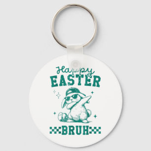 Funny Happy Easter Bruh Bunny Dabbing Cute Easter Key Ring