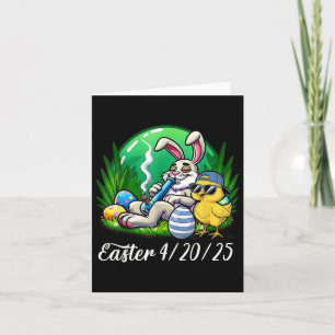 Funny Happy Easter Bunny Chick Smoking Weed Card