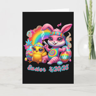Funny Happy Easter Bunny Chick Smoking Weed Card