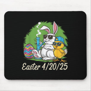 Funny Happy Easter Bunny Chick Smoking Weed  Mouse Pad