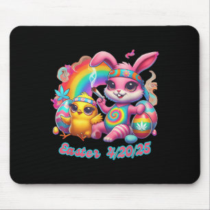 Funny Happy Easter Bunny Chick Smoking Weed  Mouse Pad