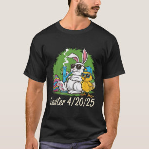 Funny Happy Easter Bunny Chick Smoking Weed T-Shirt