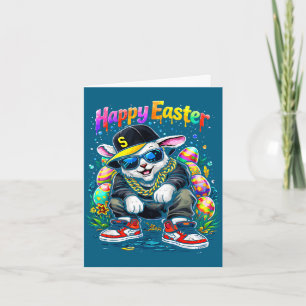 Funny happy easter bunny cool street men women card