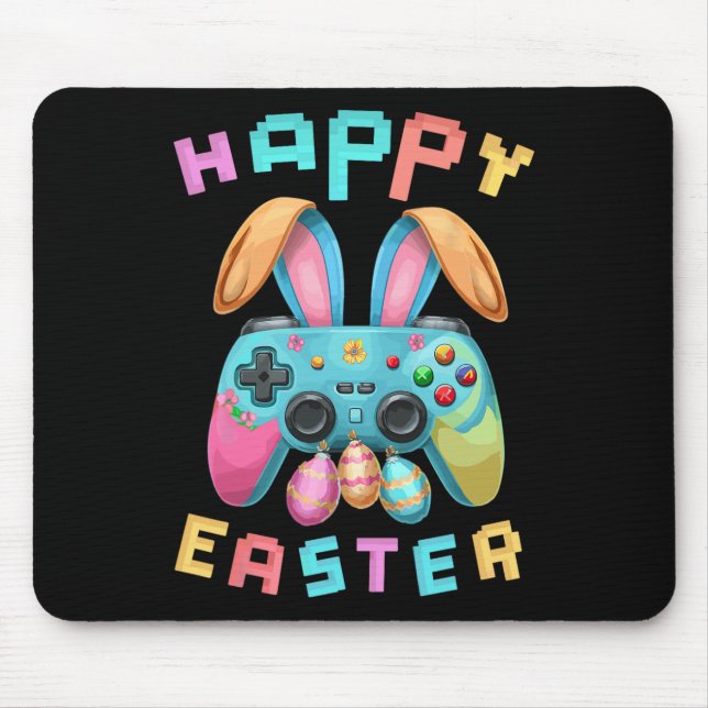 Funny Happy Easter Bunny Gaming Controller Gamer B Mouse Pad (Front)