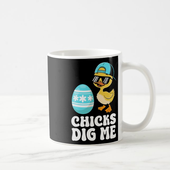 Funny Happy Easter Chicks Dig Me Easter Egg Toddle Coffee Mug (Right)