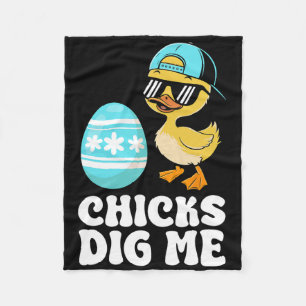 Funny Happy Easter Chicks Dig Me Easter Egg Toddle Fleece Blanket