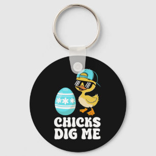 Funny Happy Easter Chicks Dig Me Easter Egg Toddle Key Ring