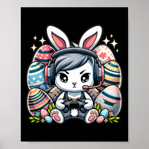Funny Happy Easter Day Bunny Egg Boys Girls Kids G Poster