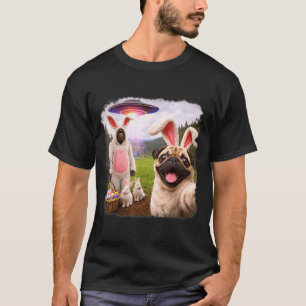 Funny Happy Easter Day Pug Selfie with Bunny T-Shirt