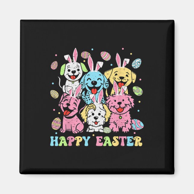 Funny Happy Easter Dog Mum Dad Dog Group Easter Da Magnet (Front)