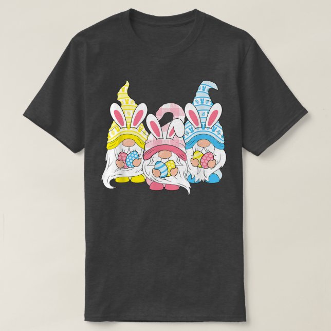 Funny Happy Easter Gnomes Easter Egg Bunny Gnome  T-Shirt (Design Front)