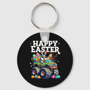Funny Happy Easter Monster Truck Bunny Easter Eggs Key Ring
