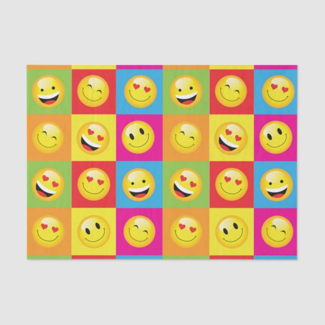 Funny Happy Emoji Smilie Faces Kids Party Paper (Front)