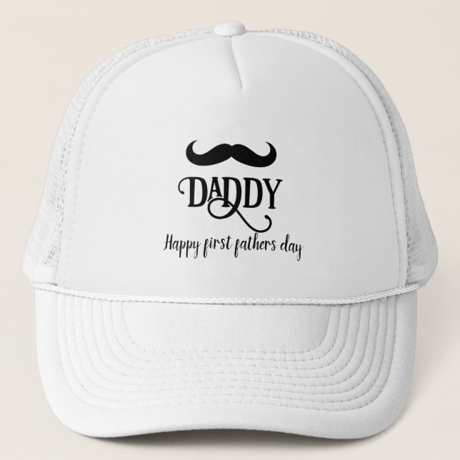 Funny Happy first father's day personalised Trucker Hat (Front)