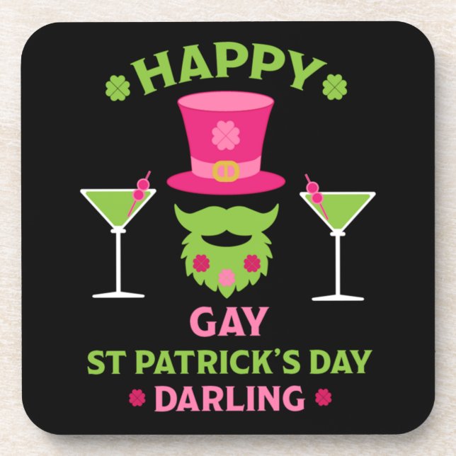 Funny Happy Gay St Patrick's Day   Coaster (Front)