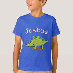 Funny, happy green stegosaurus dinosaur cartoon T-Shirt