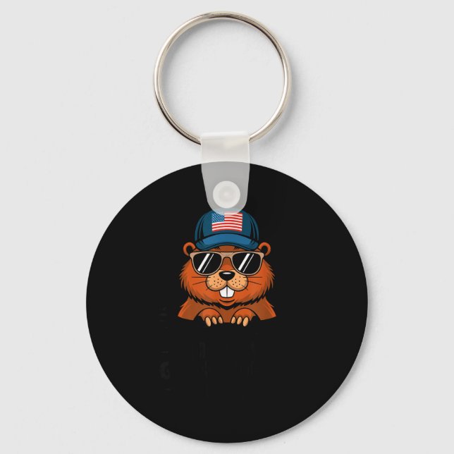 Funny Happy Groundhog Day _1  Key Ring (Front)