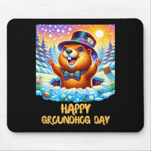 Funny Happy Groundhog Day 2024 Happy Ground Hog Me Mouse Pad