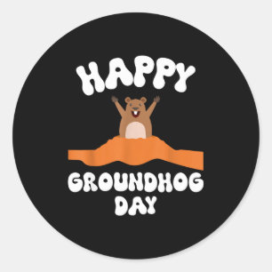Funny Happy Groundhog Day 2025 _1 Classic Round Sticker
