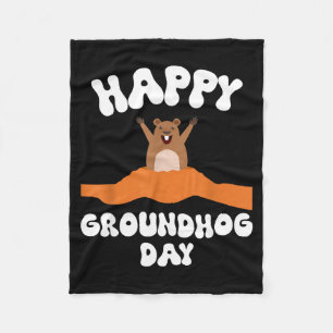 Funny Happy Groundhog Day 2025 _1 Fleece Blanket