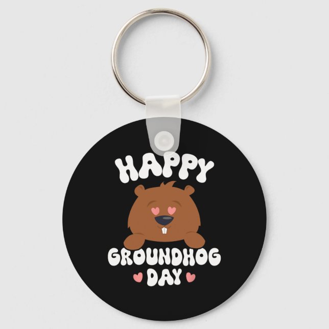 Funny Happy Groundhog Day 2025 3  Key Ring (Front)