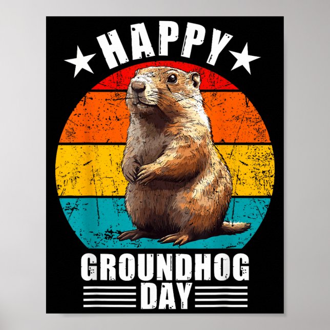 Funny Happy Groundhog Day Decorations 2025 Retro V (Front)