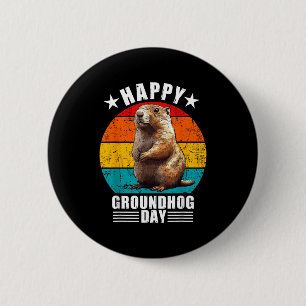 Funny Happy Groundhog Day Decorations 2025 Retro V 6 Cm Round Badge