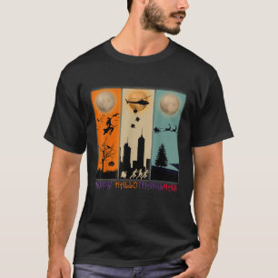 Funny Happy Hallothanksmas Vintage Happy Hallothan T-Shirt