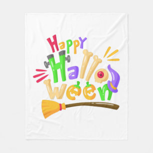 Funny happy halloween design fleece blanket