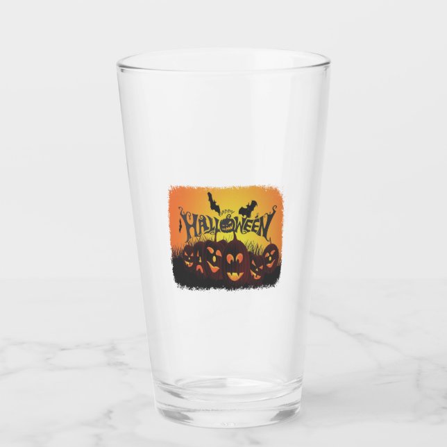 Funny Happy Halloween design Glass (Front)