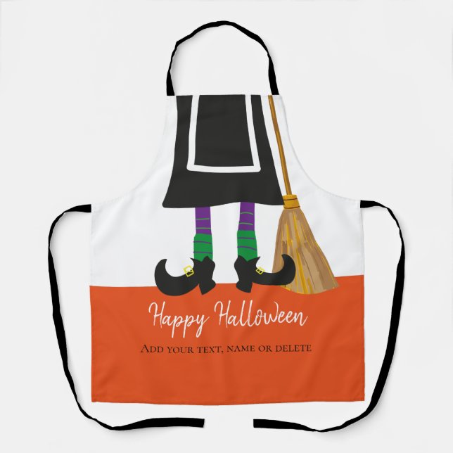 Funny Happy Halloween Witch Legs Personalised Apron (Front)