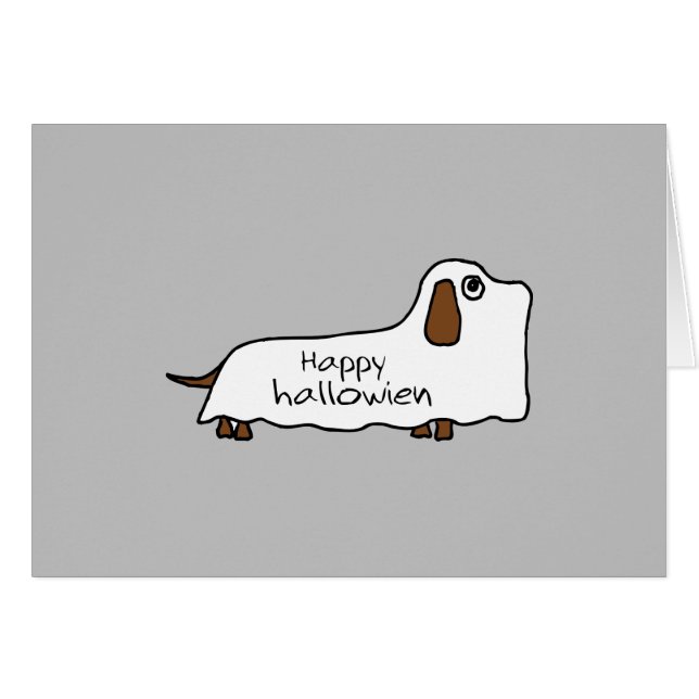 Funny Happy hallowiener wiener dog ghost halloween (Front Horizontal)