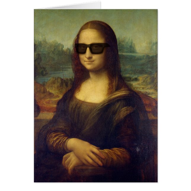 Funny Happy Hipster Mona Lisa in Shades (Front)