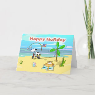 Funny happy holiday labour day card, Fat Cat and D Card