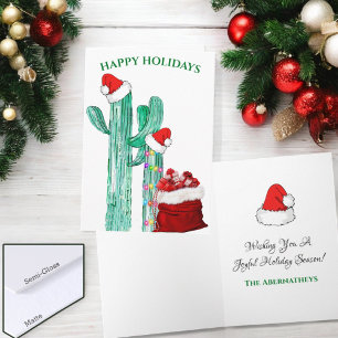 Funny Happy Holidays Southwest Cactus Custom Holiday Card