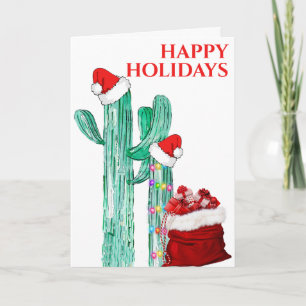 Funny Happy Holidays Southwest Saguaro Cactus Holiday Card