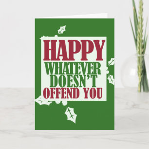 Funny Happy Holidays VS Merry Christmas humor Holiday Card