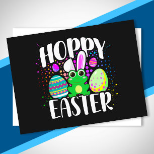 Funny Happy Hoppy Easter Eggs Cute Frog Bunny Ears Postcard