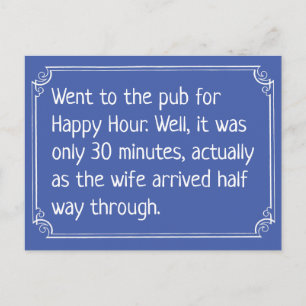 Funny Happy Hour Pub Joke Postcard