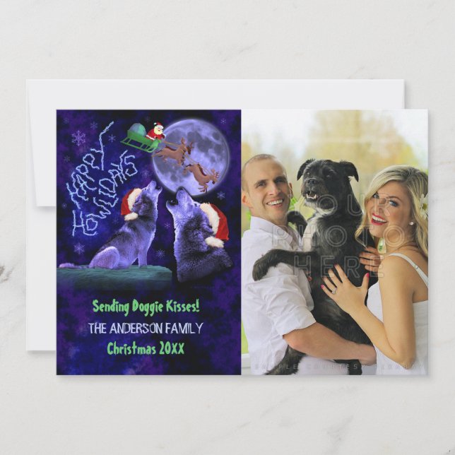 Funny Happy Howlidays Christmas Dog Family Photo Holiday Card (Front)