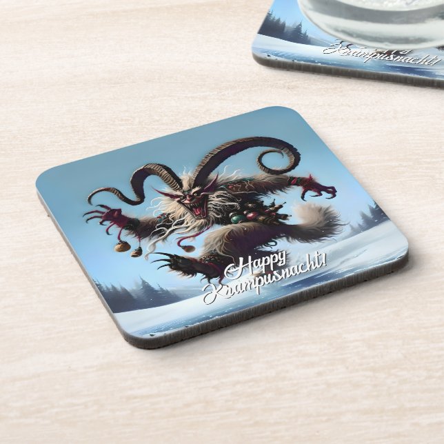 Funny Happy Krampusnacht Coaster (Left Side)