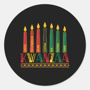 Funny Happy Kwanzaa Kinara Principles Candles Pan Classic Round Sticker
