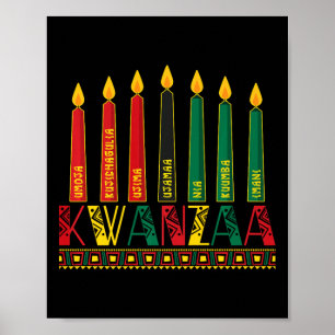 Funny Happy Kwanzaa Kinara Principles Candles Pan  Poster