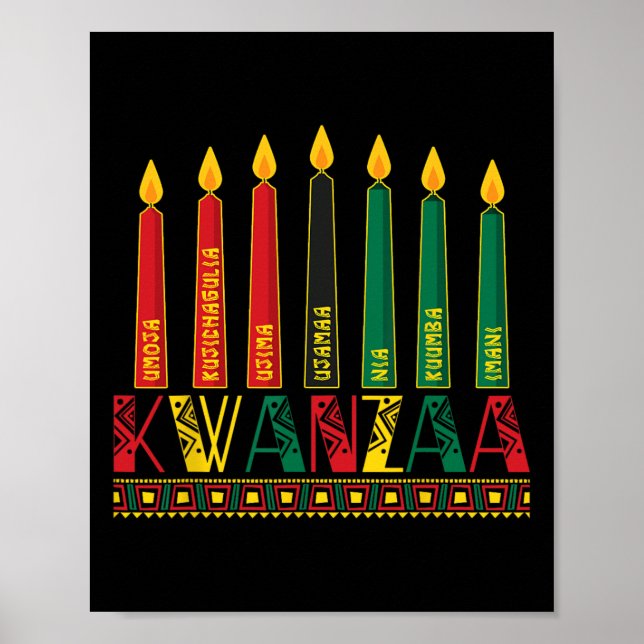 Funny Happy Kwanzaa Kinara Principles Candles Pan  Poster (Front)