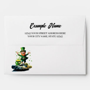 Funny happy leprechaun envelope