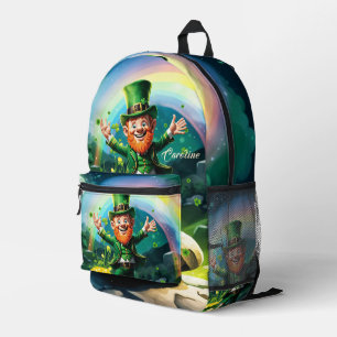 Funny happy  leprechaun printed backpack