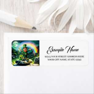Funny happy leprechaun return address label
